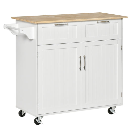 Nopaso Wooden White Kitchen Island With Drawers And Cupboards