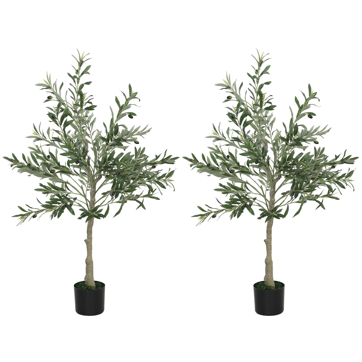 Vakese Pair Of Artificial Olive Style Trees With Silk Leaf Finish
