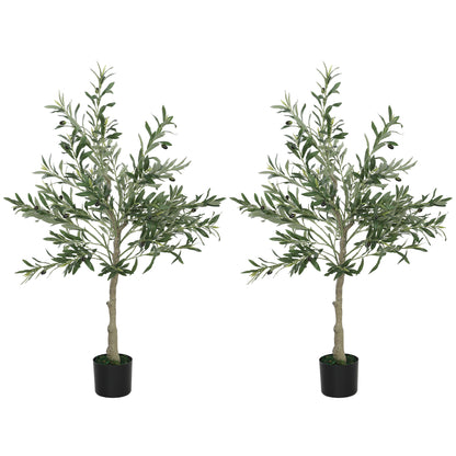 Vakese Pair Of Artificial Olive Style Trees With Silk Leaf Finish