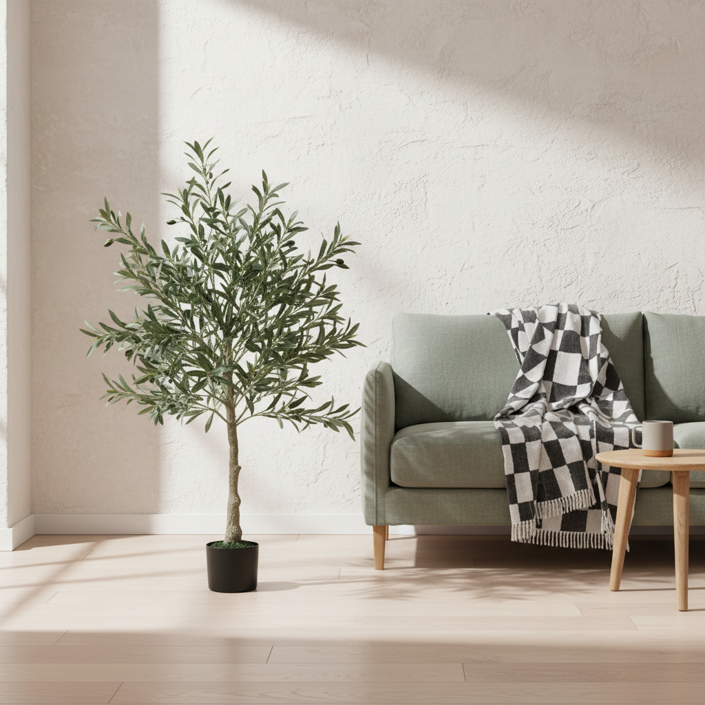 Vakese Pair Of Artificial Olive Style Trees With Silk Leaf Finish