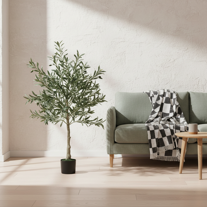 Vakese Pair Of Artificial Olive Style Trees With Silk Leaf Finish