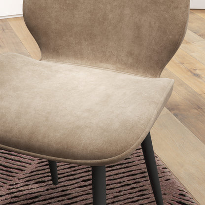 Sumaba Velvet Light Brown Dining Chairs Set Of 2 With Metal Legs