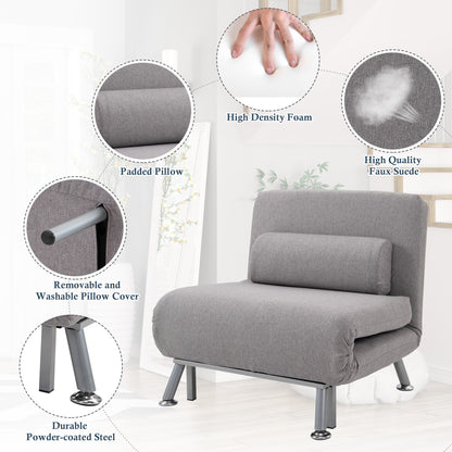 Kano Fabric Grey Adjustable Back Futon Style Sofa Chair