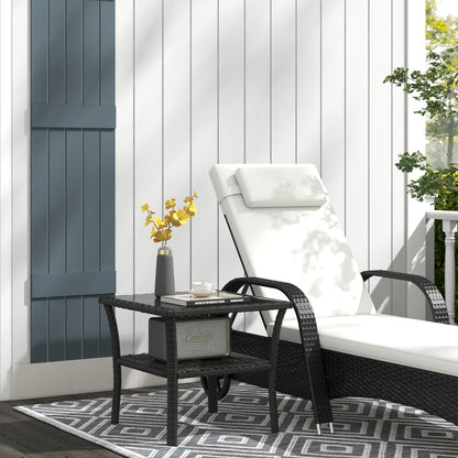 Keso Rattan Black 2 Tier Square Outdoor Coffee Table