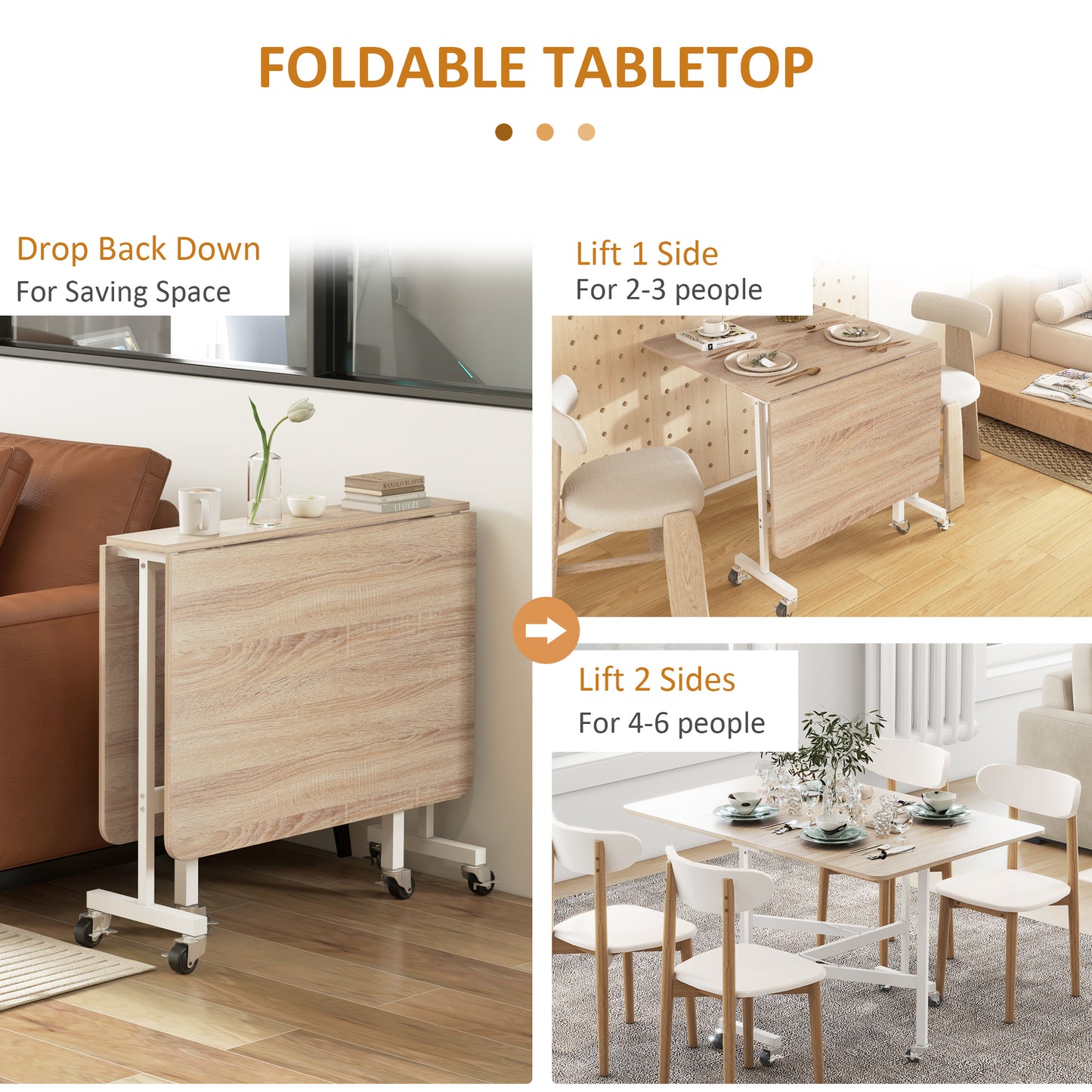 Senaba Wooden Oak Drop Leaf Dining Table Seating 4 To 6