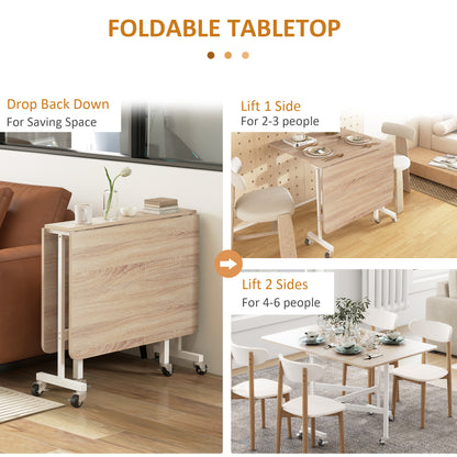 Senaba Wooden Oak Drop Leaf Dining Table Seating 4 To 6