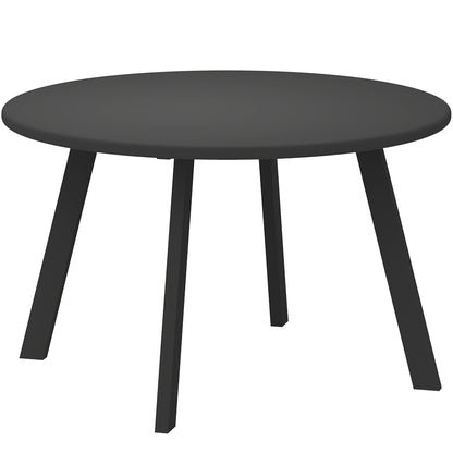 Ludove Metal And Glass Black Round Outdoor Coffee Table With Non Slip Feet 70cm