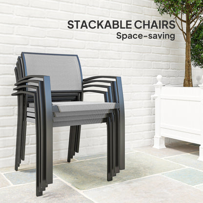 Velo 4 Seatear Grey Mesh and Metal Frame Outdoor Garden Dining Set Arched Back