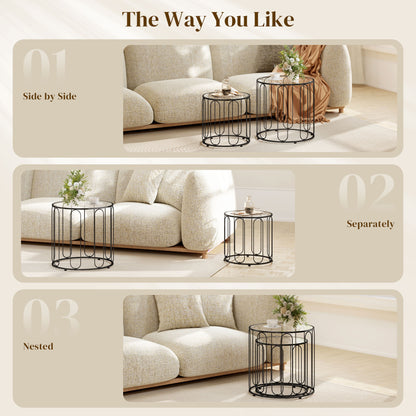 Roro Metal Black Set Of 2 Elliptical Cut Out Nesting Tables