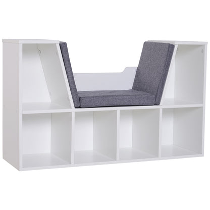 Vezito Wood White Cube Bookcase With Cushioned Seat