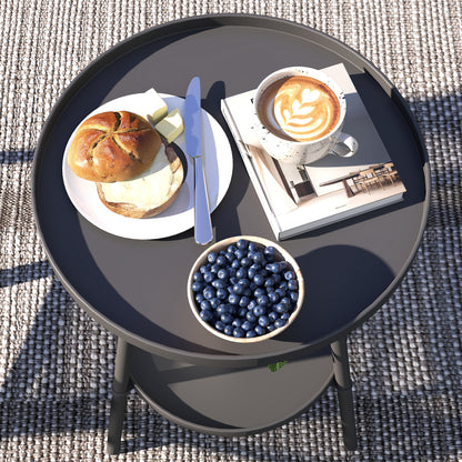 Tocore Metal Black 2 Tier Outdoor Garden Double Try Bistro Table