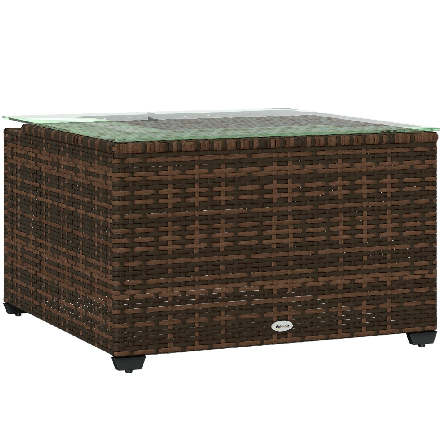 Nolone Brown Rattan Outdoor Glass Top Side Table