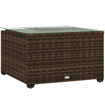 Nolone Brown Rattan Outdoor Glass Top Side Table