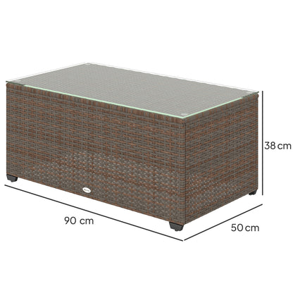 Pata Rattan Brown Rattan Outdoor Coffee Table Glass Top