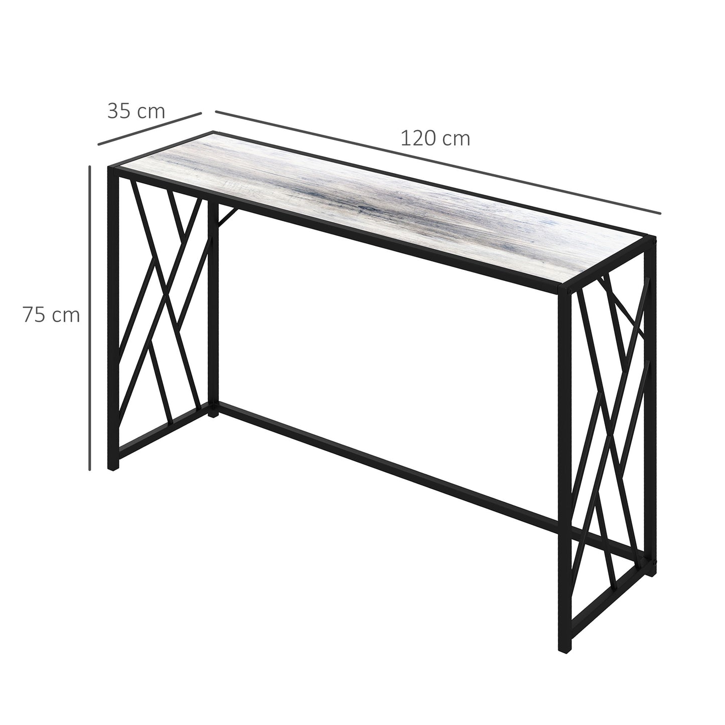 Toli 120cm Metal And Wooden Grey Industrial Console Table