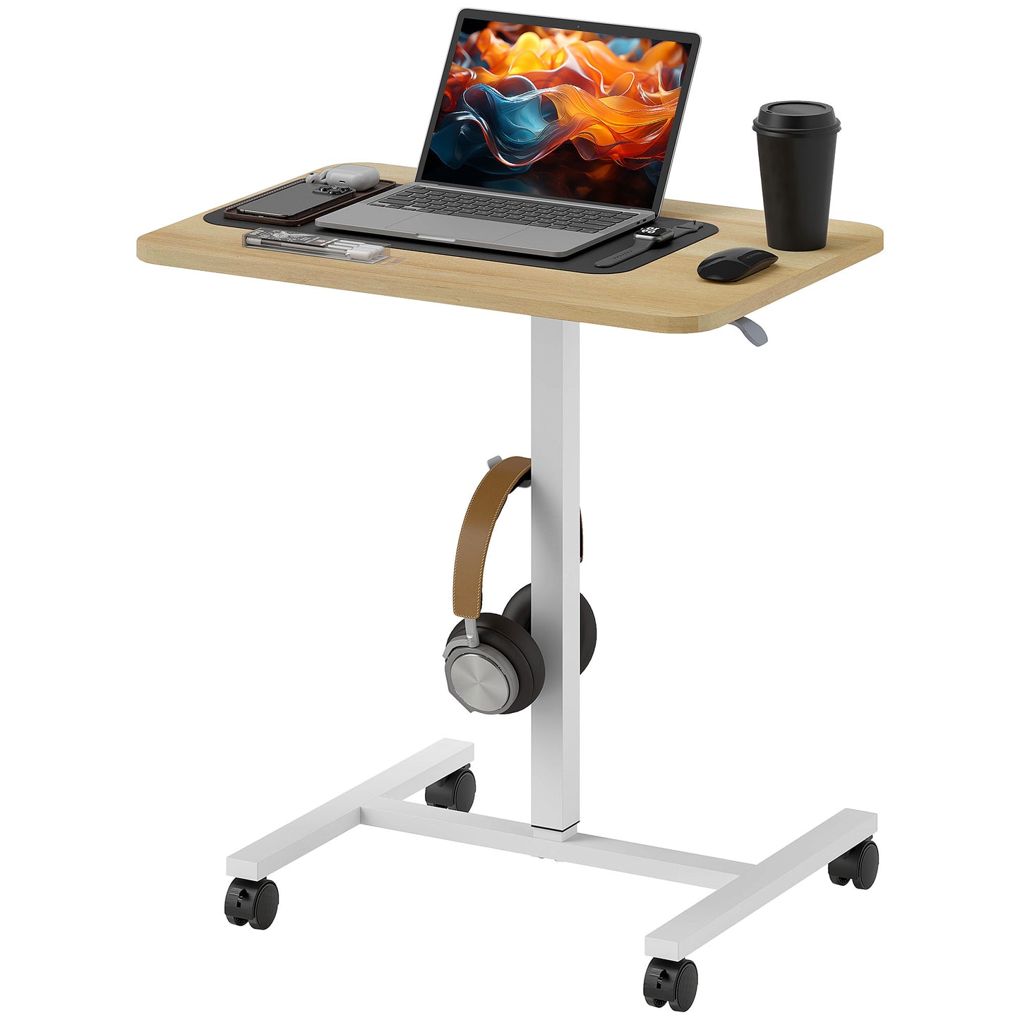 Noyoti White And Wood Effect Adjustable Laptop Stand Desk
