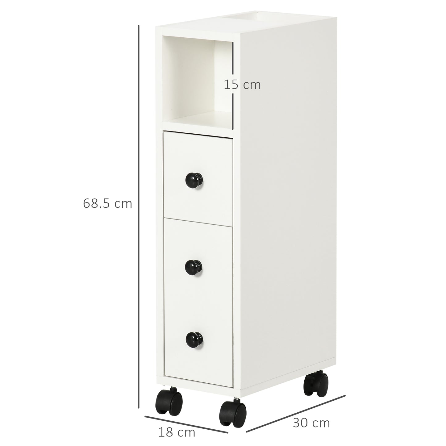 Toveka Slimline Bathroom Storage Cabinet In White