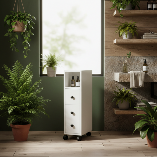 Toveka Slimline Bathroom Storage Cabinet In White