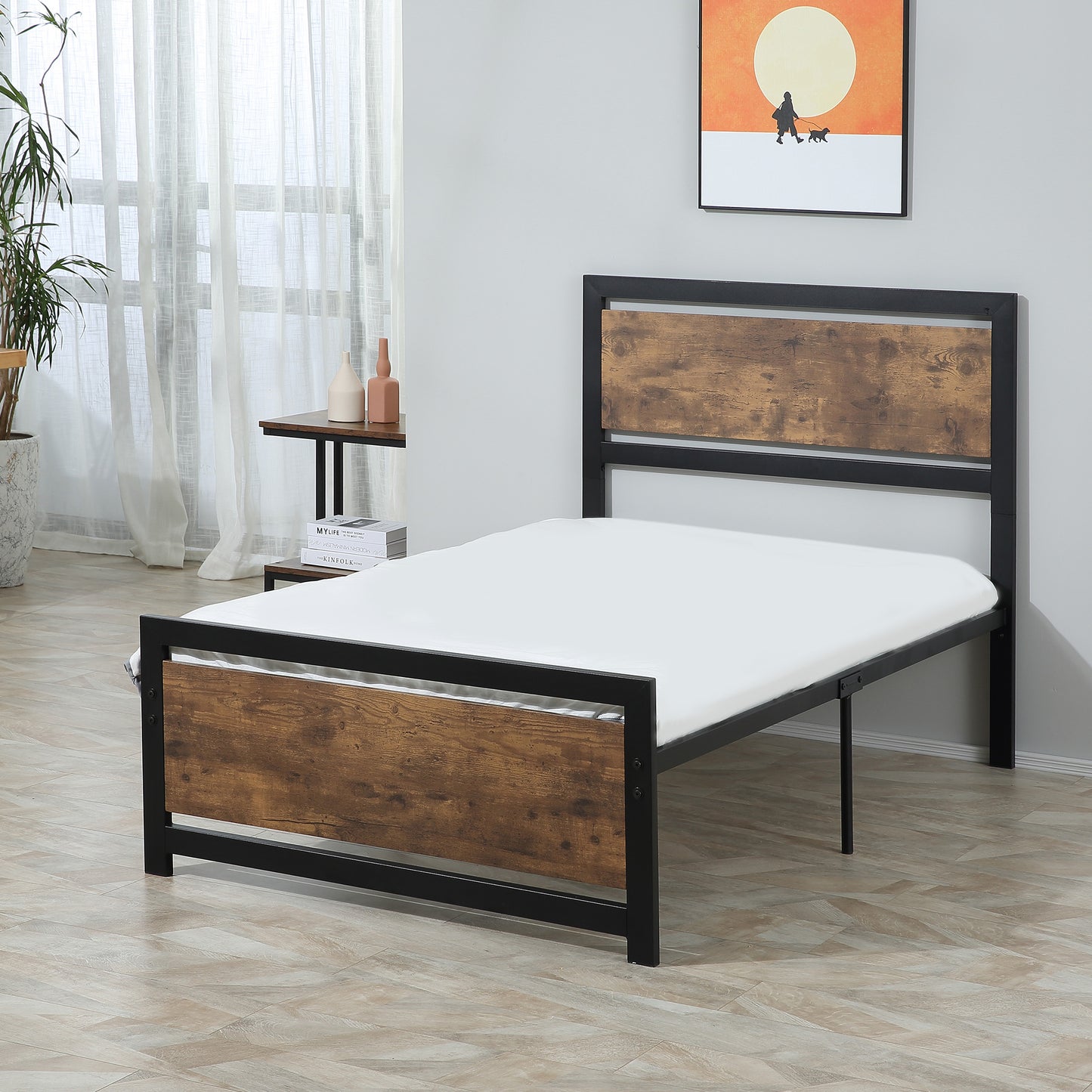 Lemisa 3FT Single Metal Bed Frame with Headboard and Footboard