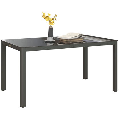 Cona 150cm Aluminium Grey Rectangular Outdoor Table With Glass Top