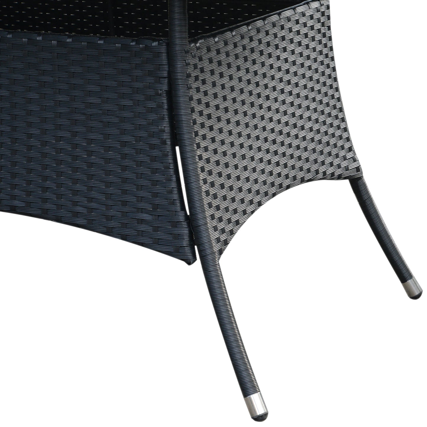Loreke Black Rattan 6 Seater Outdoor Dining Set With Armchairs And Glass Top Table