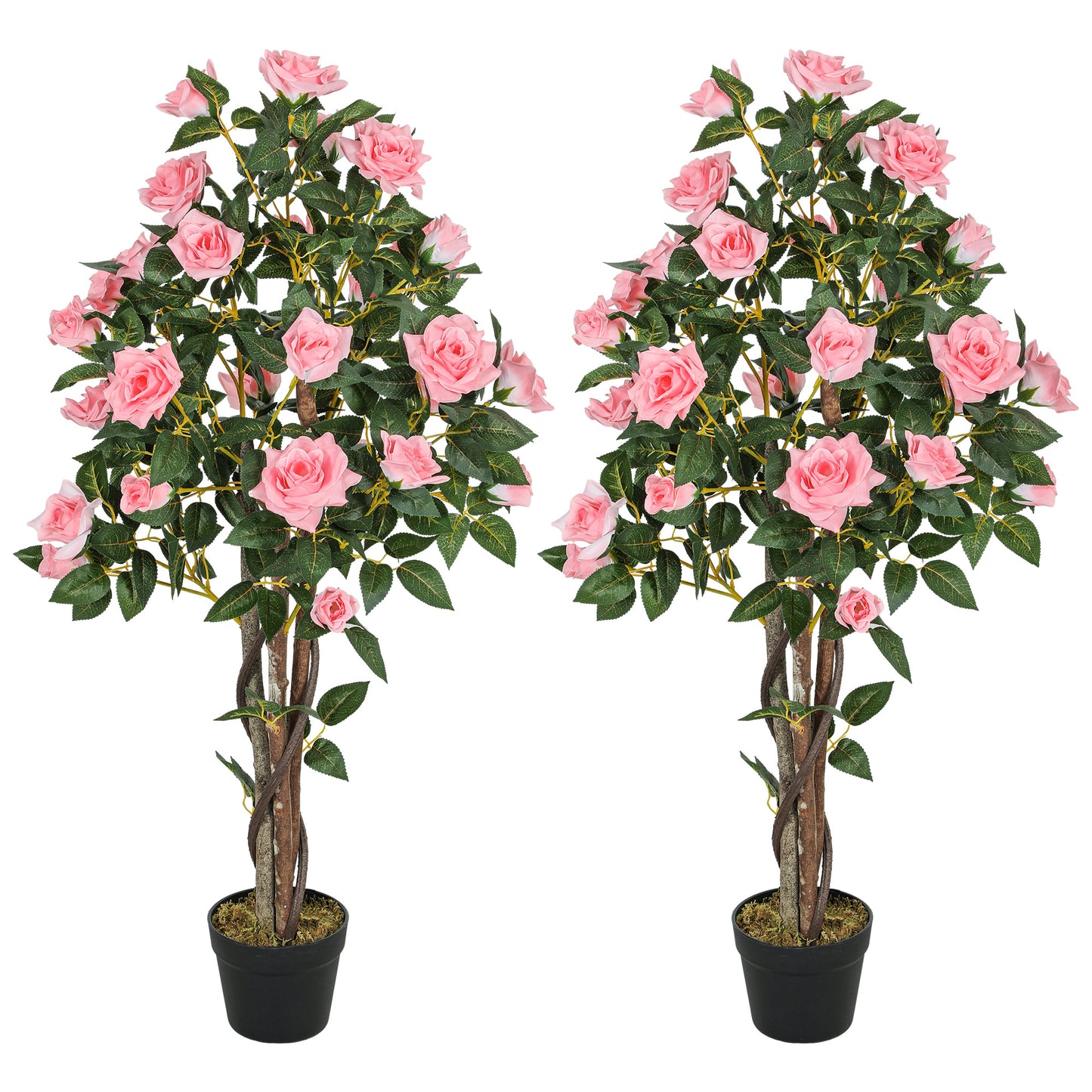 Semo Repa Pair Of Artificial Rose Plants Supplied In Decorative Pots