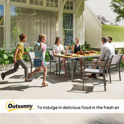 Zirelo Natural Wood Effect Rectangular Garden Dining Table For 6 With Umbrella Hole