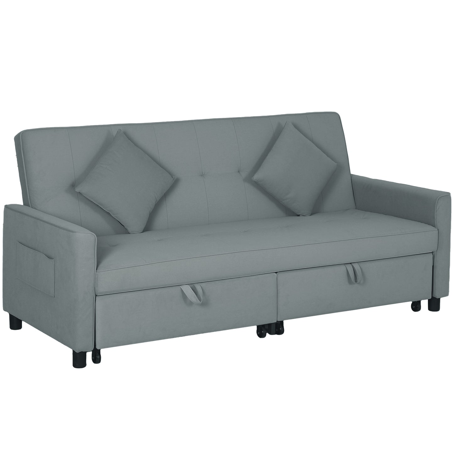 Senosa Grey Upholstered 3 Seater Convertible Sofa Bed Tufted