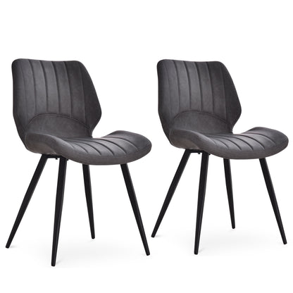 Vielco Faux Leather Grey Upholstered Dining Chairs Set Of 2 With Steel Frame