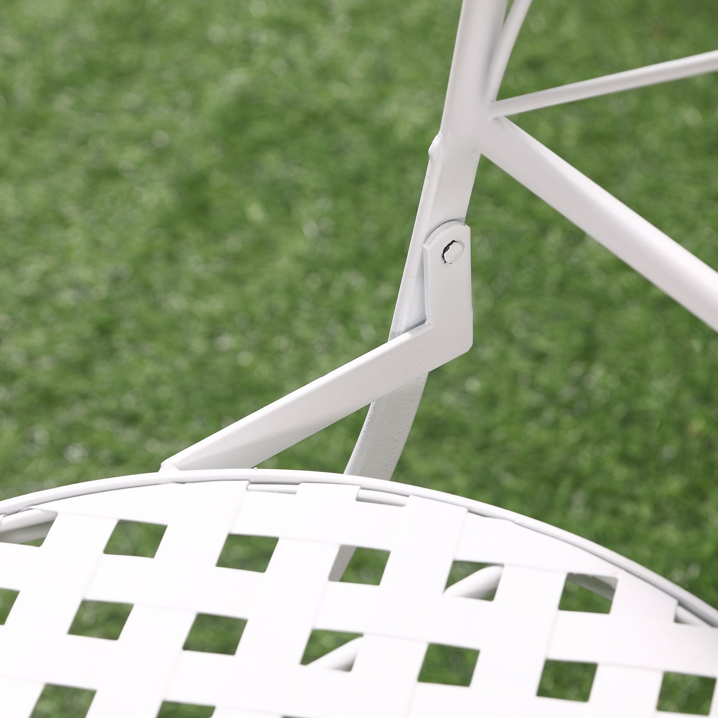 Sufi 3 Piece Metal Frame Bistro Table And Chair Set In White