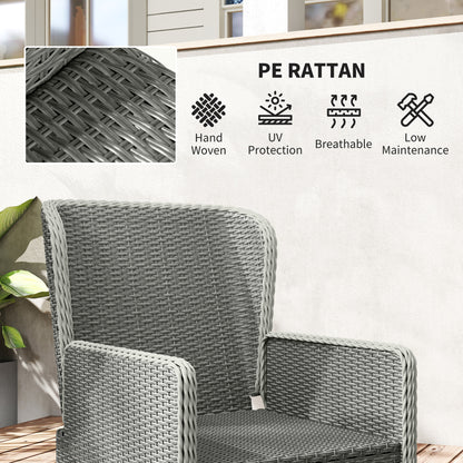 Vinono Rattan Grey 5 Piece Reclining Outdoor Garden Bistro Set