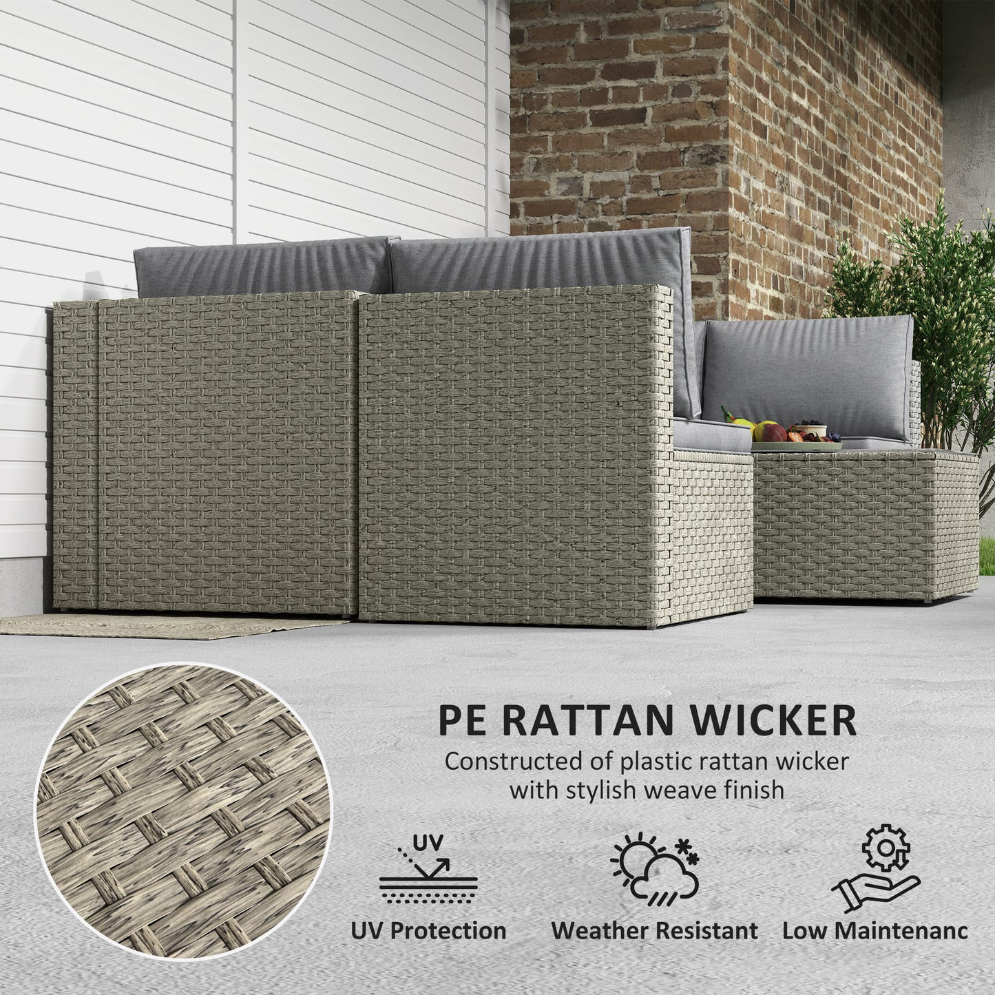 Lura Rattan Light Brown 7 Piece Modular Outdoor Furniture Set