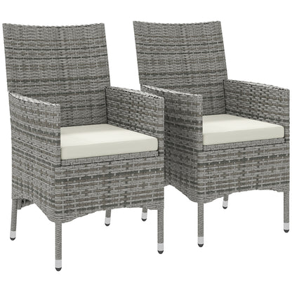 Ralifase Rattan Mixed Grey Garden Dining Chairs Set Of 2 With Cushions