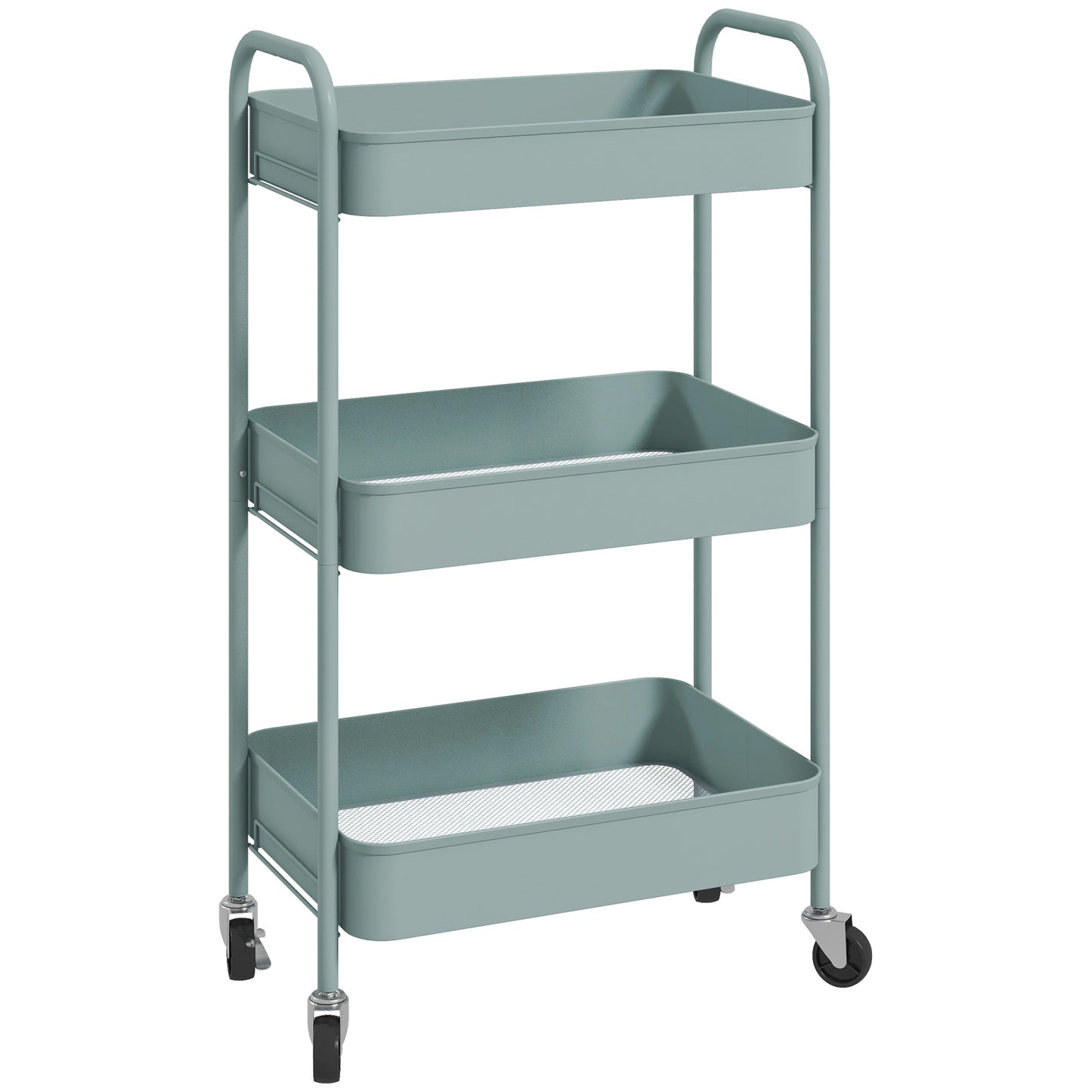 Ravito Fari Metal Light Blue 3 Tier Steel Storage Trolley