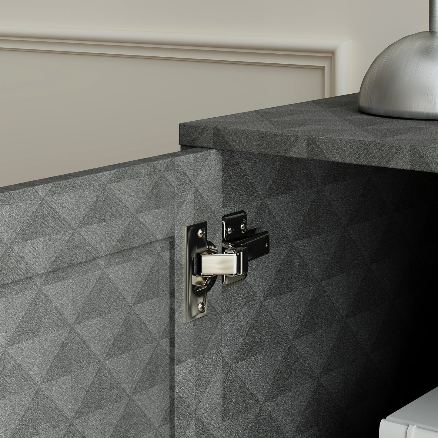 Harofi Grey Retro Sideboard With Openn Compartment 2 Drawers 1 Door