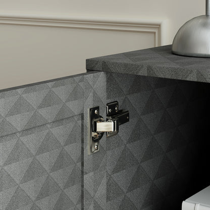 Harofi Grey Retro Sideboard With Openn Compartment 2 Drawers 1 Door