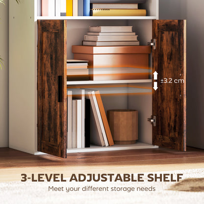 Selofi Wood Rustic Brown 5 Tier Bookcase With Adjustable Shelving