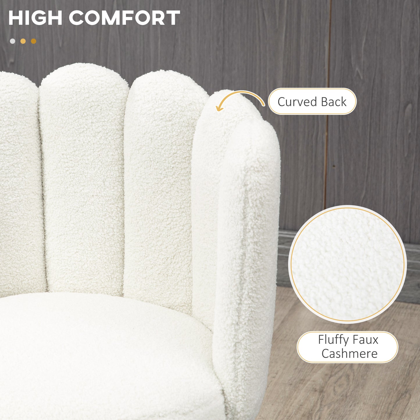 Ettine Scallop Boucle Cream Upholstered Bar Stools Set Of 2 With Steel Base And Footrest