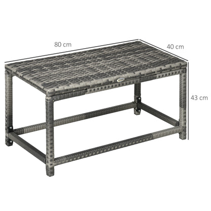 Vemiro Grey Rattan Rectangular Outdoor Coffee Table With Open Frame
