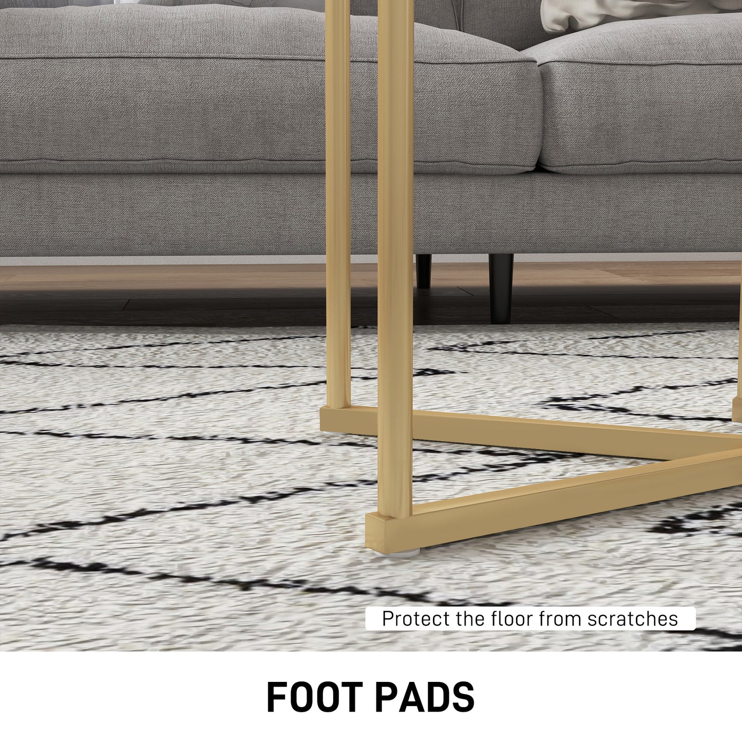 Keroro Set Of 2 Nesting Tables Metal And Marble Effect White And Gold