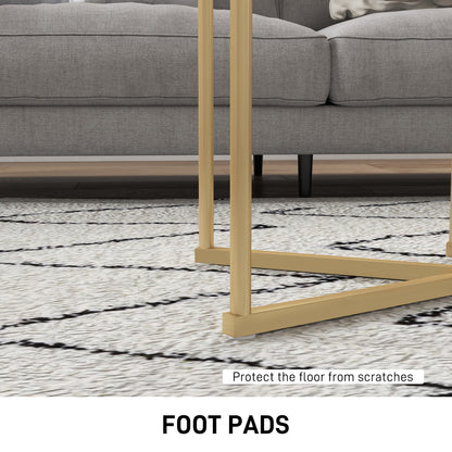 Keroro Set Of 2 Nesting Tables Metal And Marble Effect White And Gold