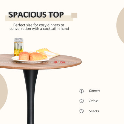 Lihamo Metal Brown Round Dining Table With Slim Base For Kitchen And Dining Spaces