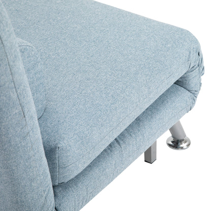 Varael Linen Sky Blue 3 In One Convertible Chair Bed With Adjustable Backrest And Pillow