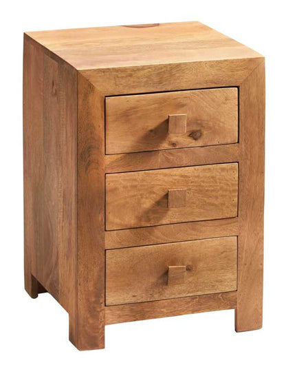 Manila Light Mango Wood Modern 3 Drawer Bedside Table