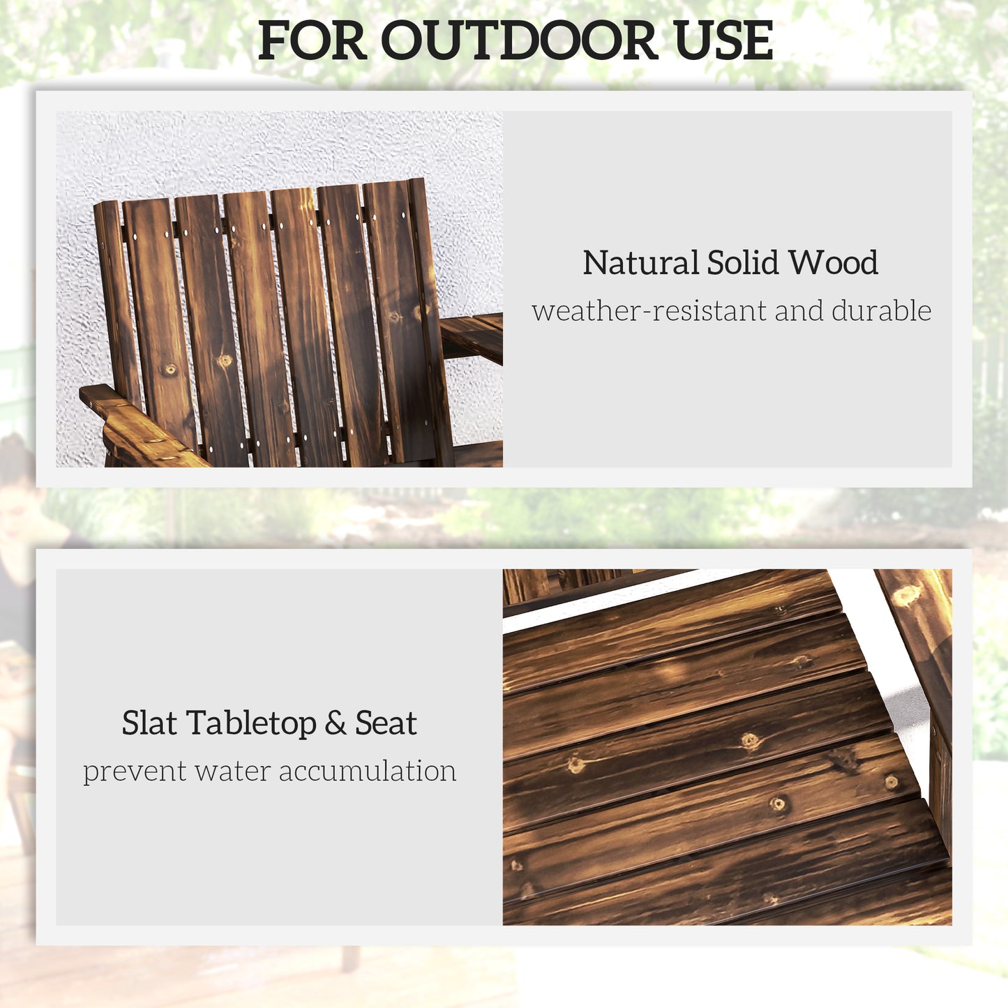 Suvale Dark Wood 2 Seater Garden Bench With Table And Parasol Hole