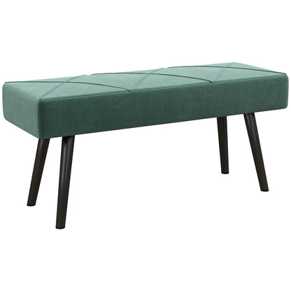 Mazuka Green  End Of Bed Bench With X Frame Black Metal Legs Geometric Pattern