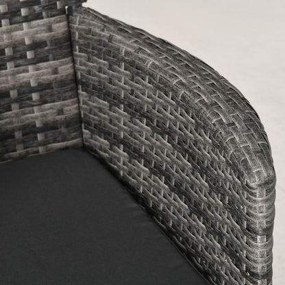 Sami Rattan Grey 3 Piece Garden Bistro Set With 2 Tier Table And Cushions