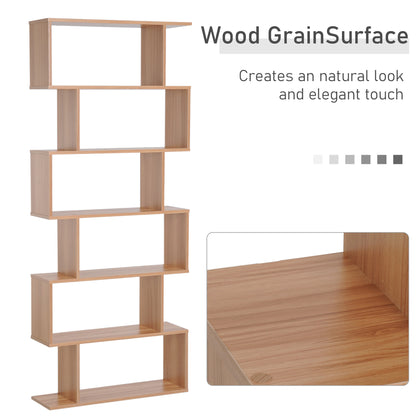 Lisoke Wood Maple 6 Tier S ShaFauxd Display Bookcase