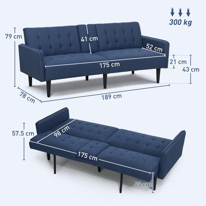 Rolano Dark Blue Upholstered 3 Seater Sofa Bed Tufted Diamond Pattern