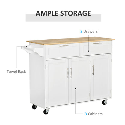 Nave Wooden White Kitchen Island 2 Drawers 3 Doors